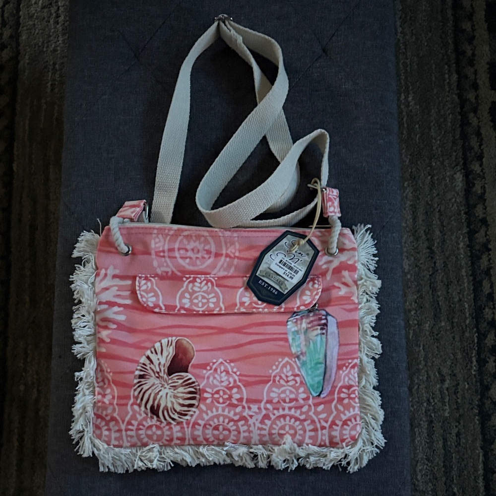 Pink Patterned Tote Bag with Fringe